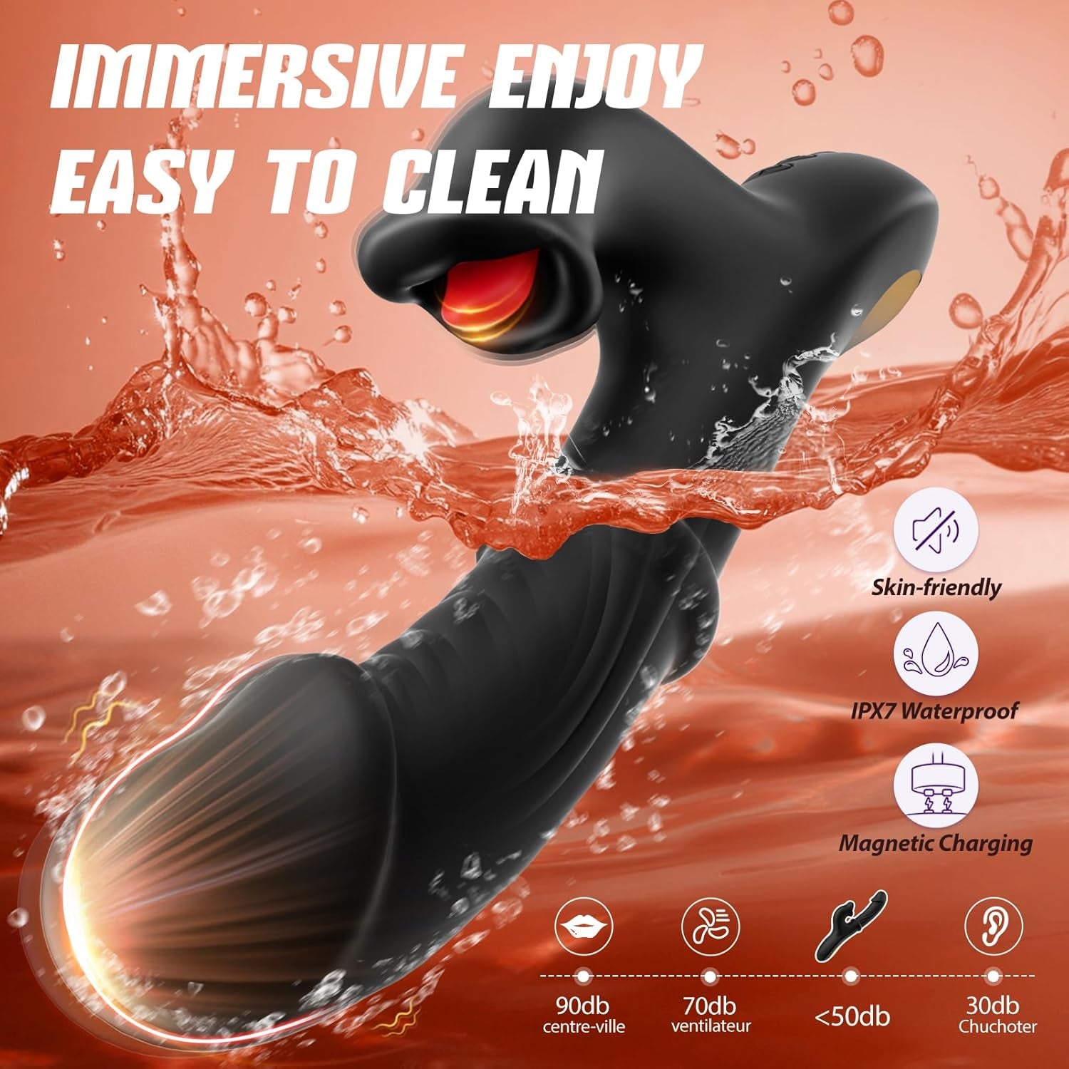 Black Sex Toy for Women Vibrators,  Adult Toys Rabbit Vibrator G Spot Dildos with Sliding Ring 7 Thrusting Realistic Dildo & 10 Tongue Licking Vibrating Modes, AI Sync for Womens Couples Games