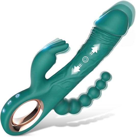 TriAxis Triple Motor Thrusting Rabbit Vibrator 10 Modes USB - SinfulX - 