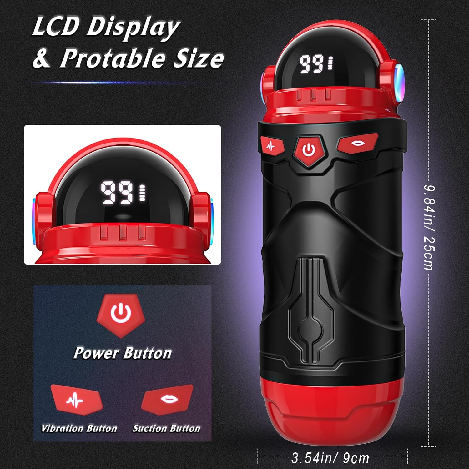 Male Masturbator Sex Toys for Men - Vibrating Pocket Pussy Penis Pump 2 Sleeves Realistic Fleshy with 9 Sucking & 9 Vibrating, Adult Toys Mens Sex Toy, LCD Display Penis Training Stroker Sex Machine - SinfulX - 
