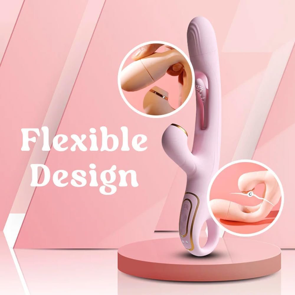 Clit Sucking Vibrator Penis Rabbit Luxe Wand Sex Toy for Women Suction Licking Vibe Nipple Gspot Vibrating Dildo Clitoris Stimulator Massager Powerful G Spot Flapping (Pink) - SinfulX - 