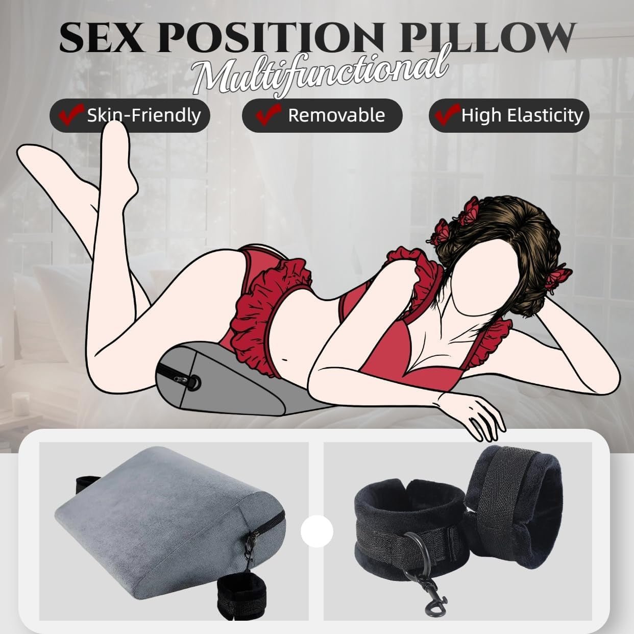 CoreBond Foam Positioning Wedge Pillow with Handcuffs Set - SinfulX - Personal Care > Sexual Wellness > Sex Pillow