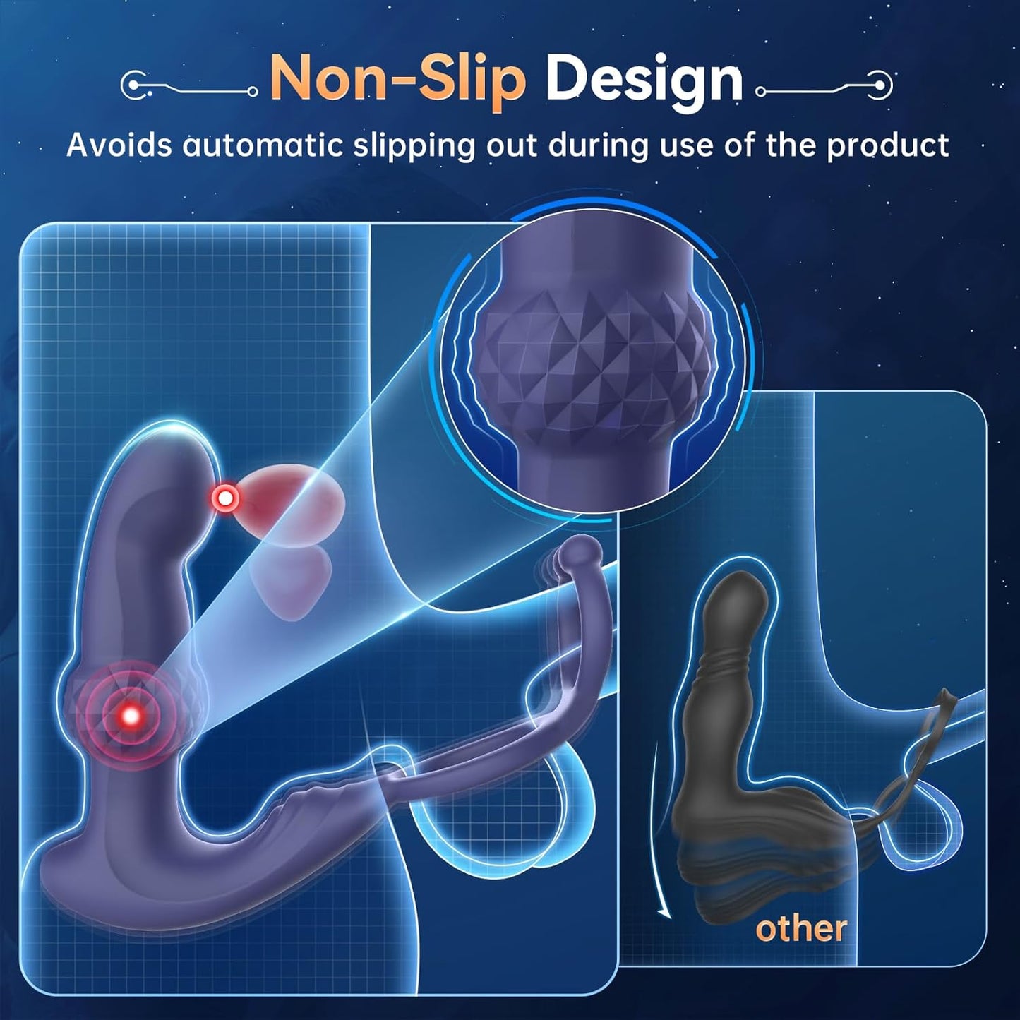 ThrustCore Thrusting Prostate Massager Cock Ring 7 Modes Remote Waterproof - SinfulX - Personal Care > Sexual Wellness > Prostate Massager Cock Ring