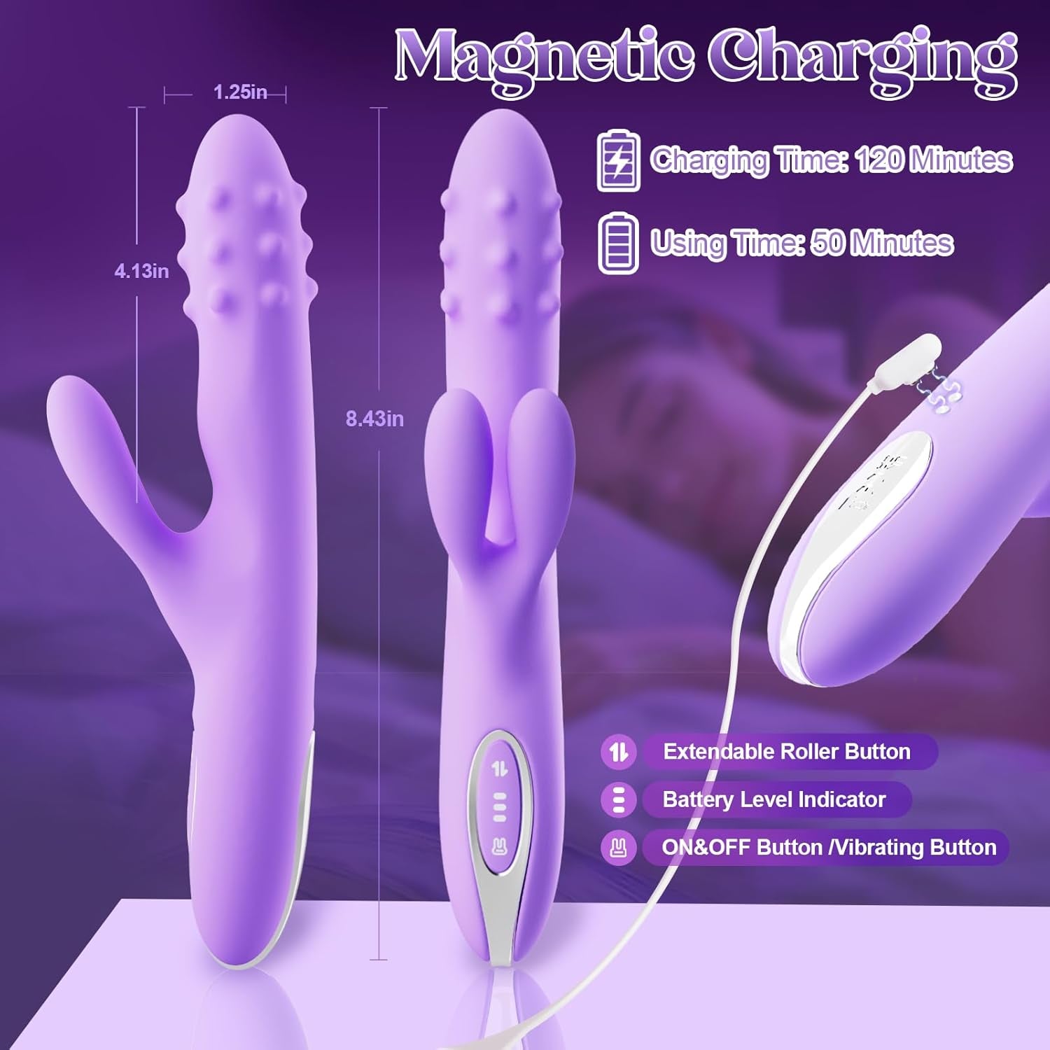 OrbitBead 360° Beads Thrusting Rabbit Vibrator 10 Modes Silicone - SinfulX - 