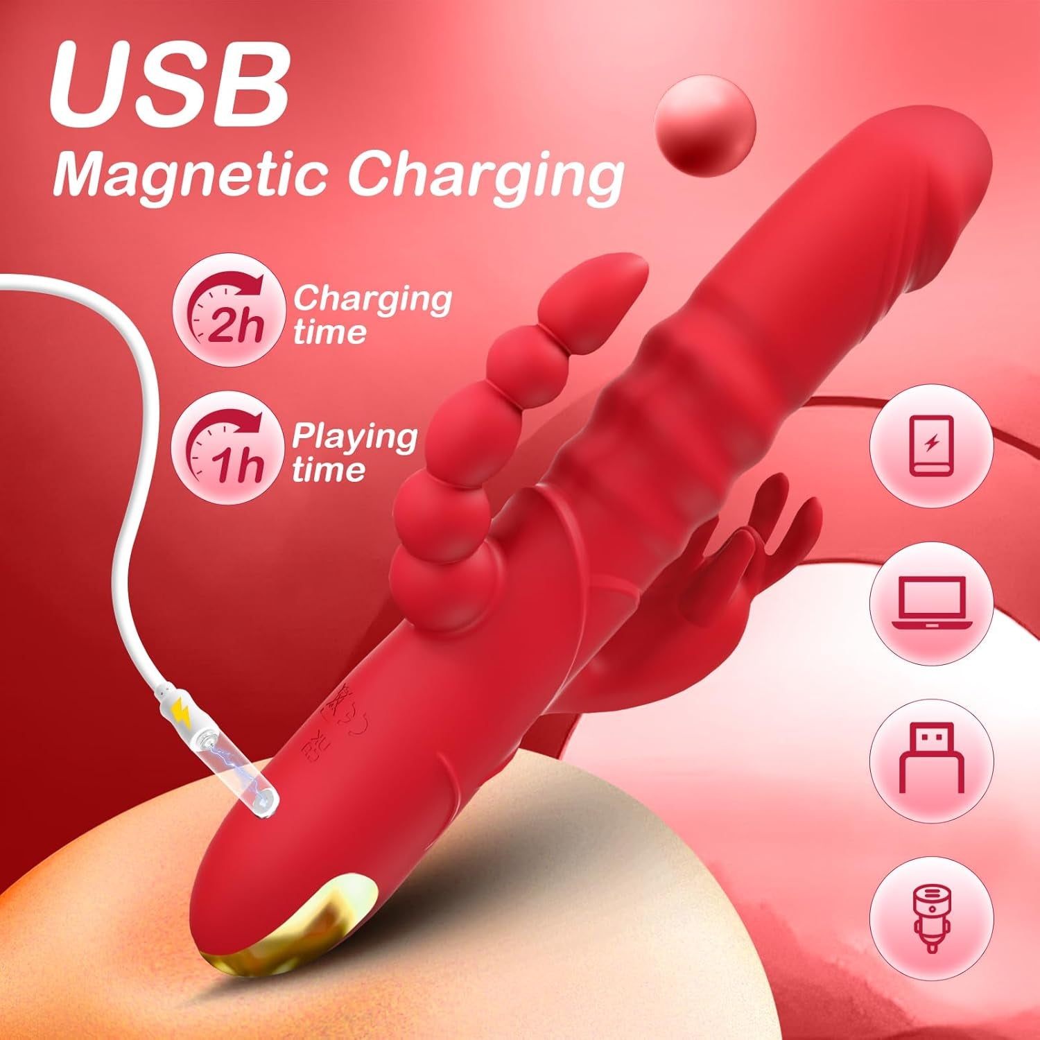 QuadraCore 4 - in - 1 Thrusting Rabbit Vibrator 3 Thrust 10 Modes - SinfulX - 