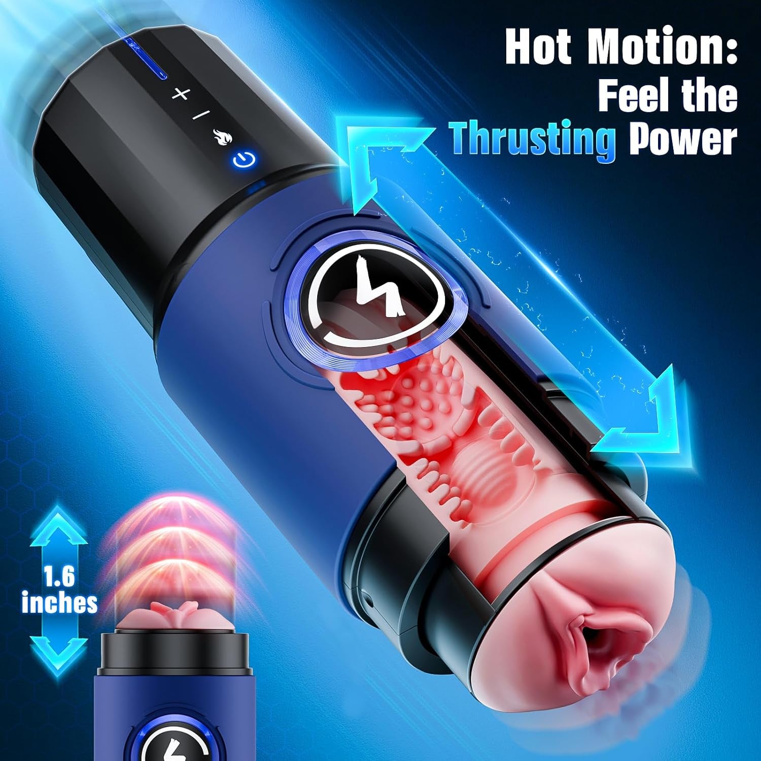 Male Masturbator Sex Toys for Men - AI & APP Control Thrusting Male Stroker with 360° Heating, 5 - Speed Smooth Motion Adult Men Sex Toy, Silent Brushless Motor, Pocket Pussy Sleeve & Phone Mount - SinfulX - 