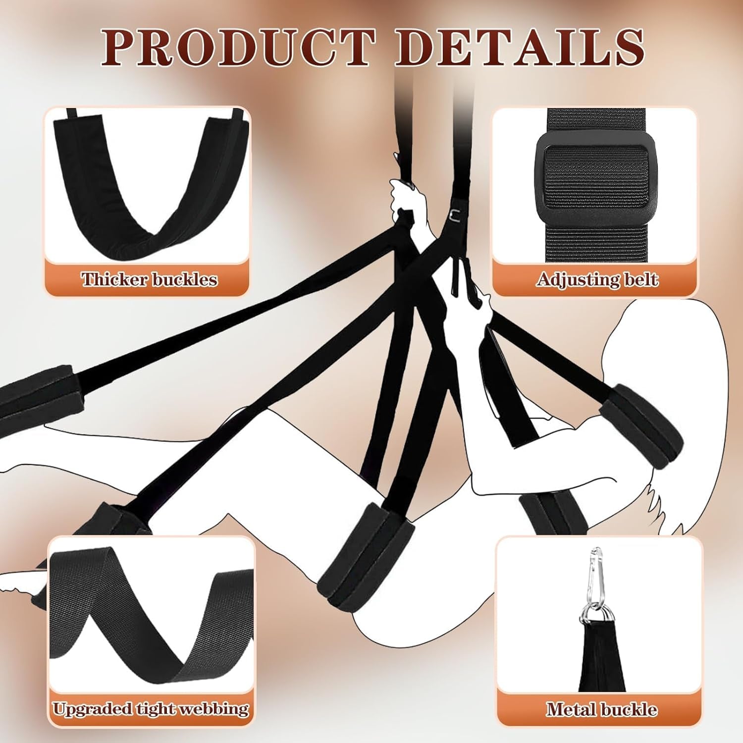 VelmoraX Ceiling & Door Sex Swing Adjustable - SinfulX - Personal Care > Sexual Wellness > Sex Swing