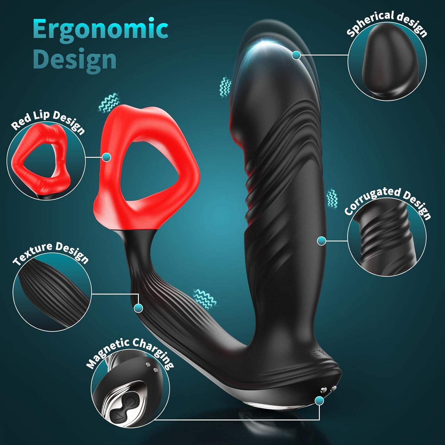 Prostate Massager Anal Vibrator, 9 Modes Thrusting Butt Plug & Vibrating Cock Ring Adult Sex Toys, P Spot Massager App Remote Control Male Sex Toys for Men, Dildo Vibrator for Women Couples