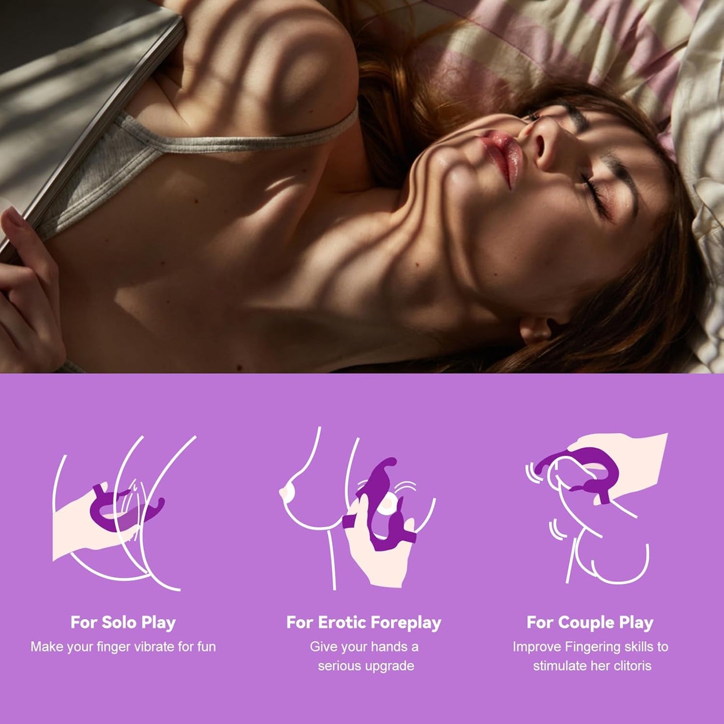 Finger Vibrator Sex Toys for Couples - Clitoris & G Spot Stimulation Adult Toy for Women, 10 Patterns Mini Female Sexual Pleasure Tools, Quiet & Waterproof, Anal Nipple Play for Couple Sex Games