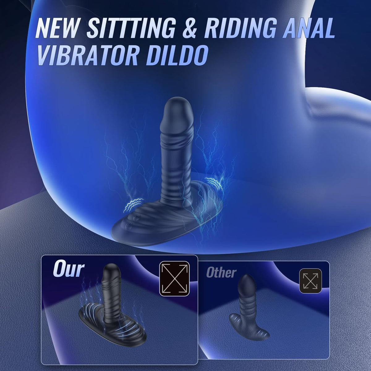 Prostate Massager Anal Dildo Anal Toys, Grinder Butt Plug Male Sex Toys for Men Women Sex Toy Adult Toys 9 Vibrating 3 Thrust, Anal Plug G Spot Vibrator Ride Anal Beads Strapless Strap - On Dildo - SinfulX - 