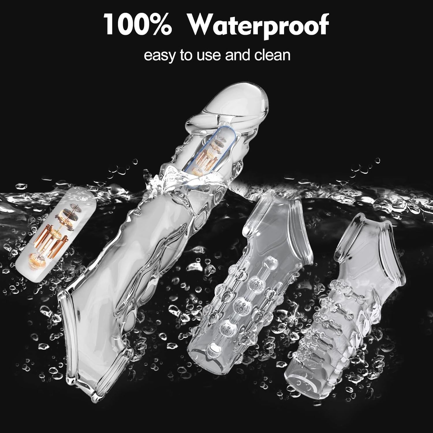 PowerPulse 4 - in - 1 Transparent Penis Sleeve - SinfulX - 