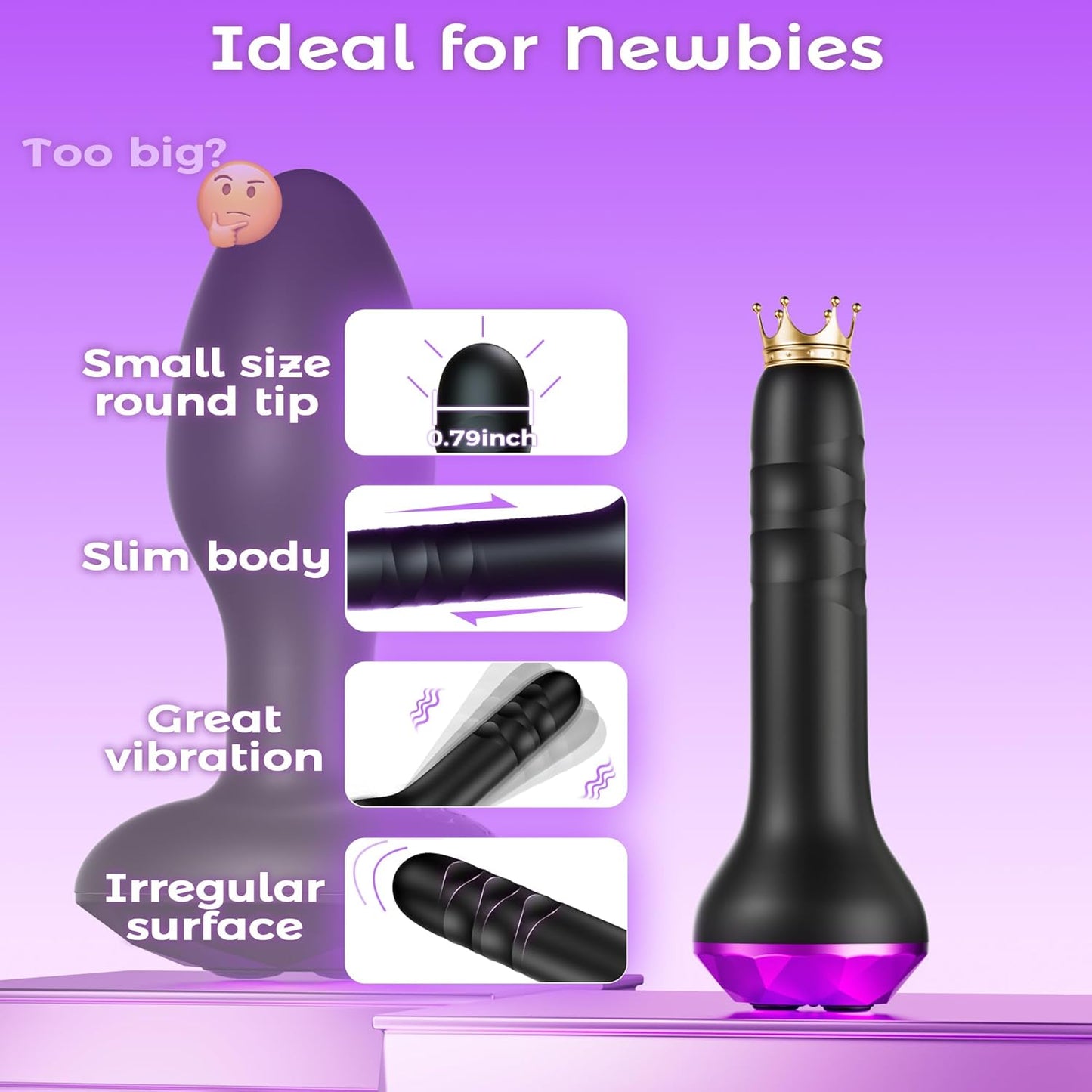 Vibrating Butt Plug Anal Toys, Prostate Massager with 10 Vibrating & Rotating Modes, Beginner - Friendly Anal Plug Sex Toys for Men & Women, 2 Motors Anal Dildo & G - Spot Vibrator Anal Beads Adult Toys - SinfulX - 