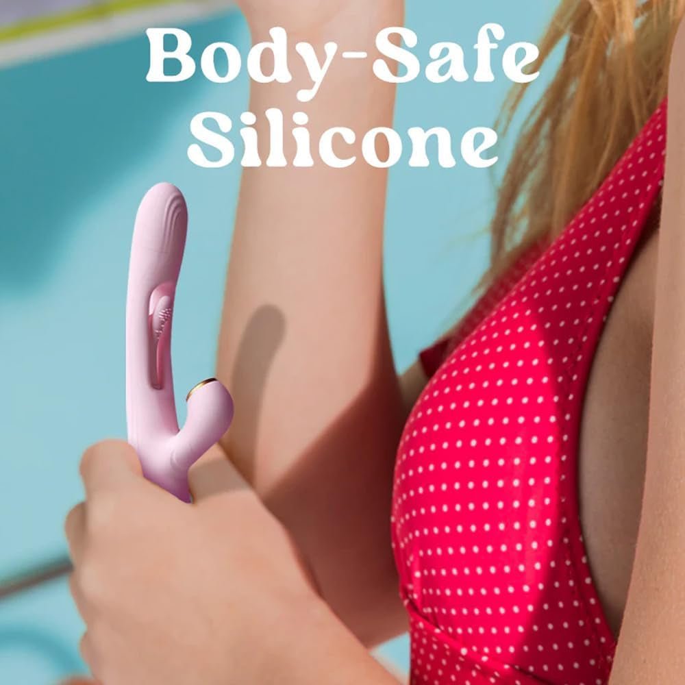 Clit Sucking Vibrator Penis Rabbit Luxe Wand Sex Toy for Women Suction Licking Vibe Nipple Gspot Vibrating Dildo Clitoris Stimulator Massager Powerful G Spot Flapping (Pink) - SinfulX - 