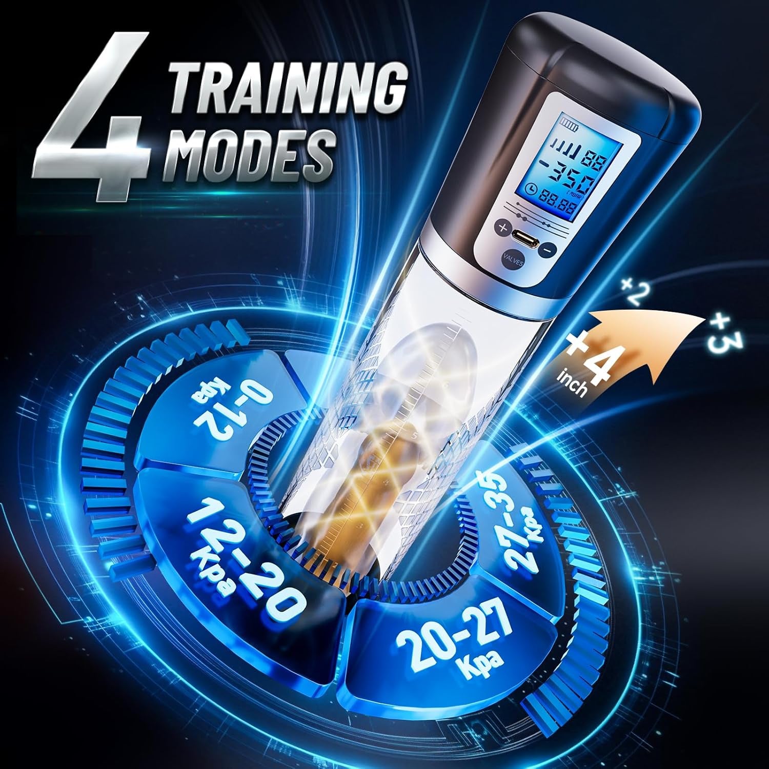 Male Penis Pump Sex Toys, Automatic Enlargers & Extend Pump for Men with LED Display, Adult Toys for Men Electric Penis Entender Erection Pumps, Sex Toys - Pumps & Enlargers (6 Cock Rings) - SinfulX - 