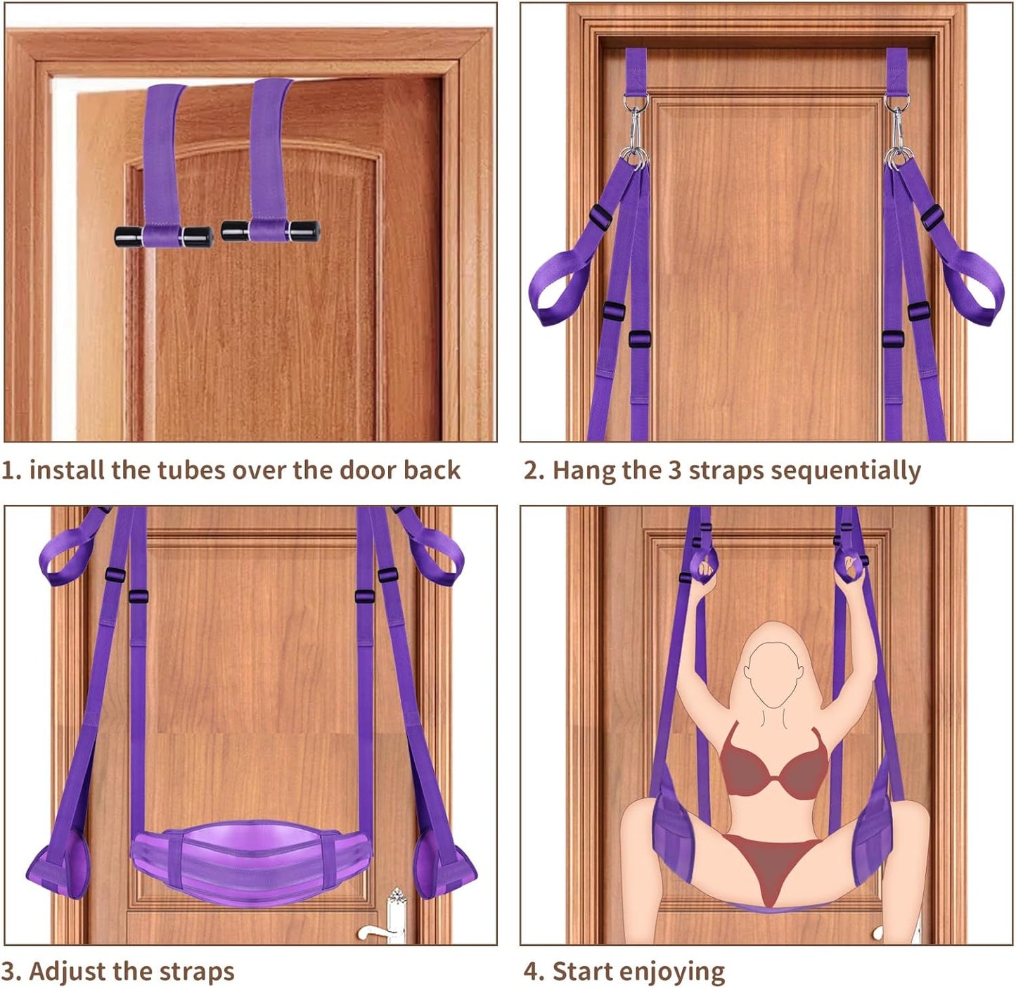 VelouraX Door Sex Swing with Seat & Restraints (Purple) - SinfulX - Personal Care > Sexual Wellness > Sex Swing