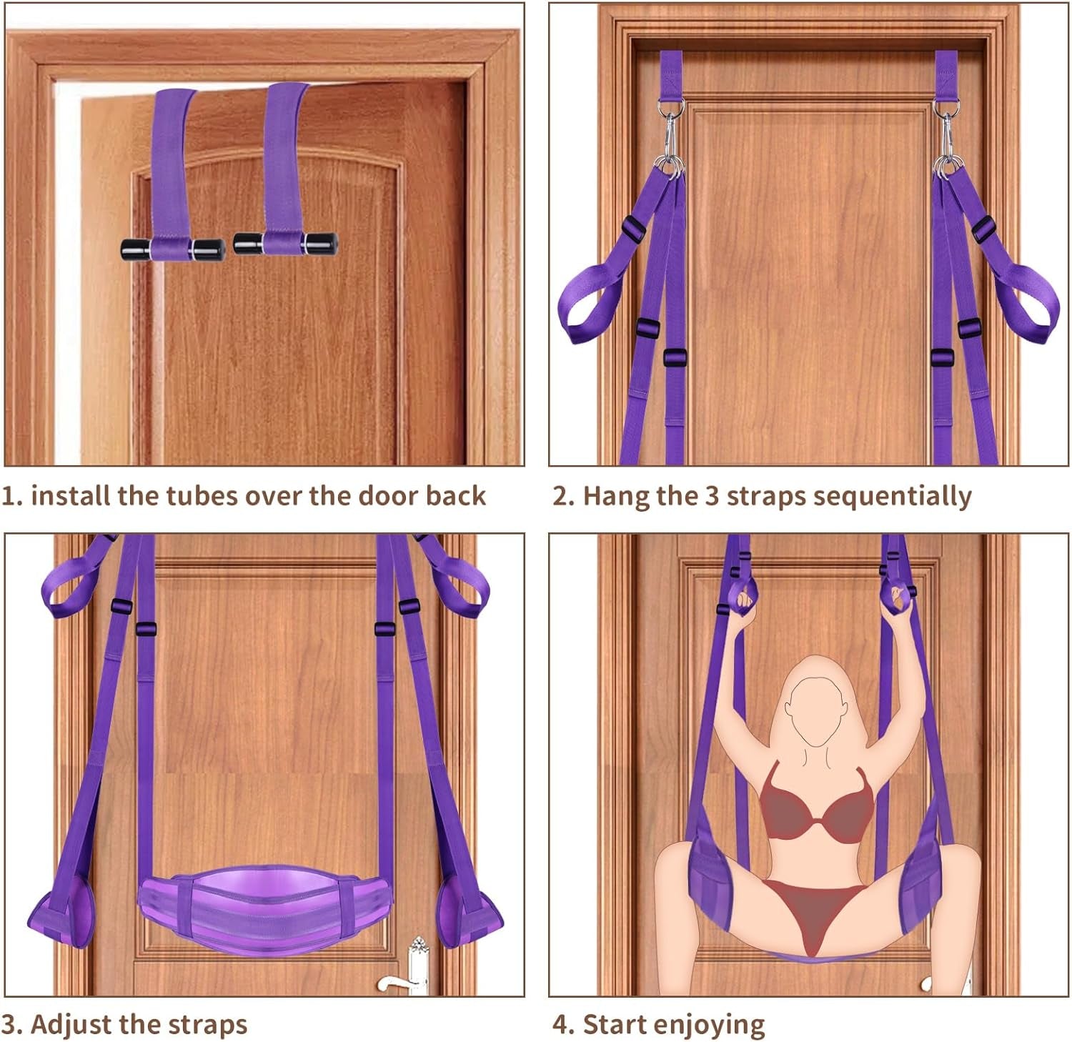 VelouraX Door Sex Swing with Seat & Restraints (Purple) - SinfulX - Personal Care > Sexual Wellness > Sex Swing
