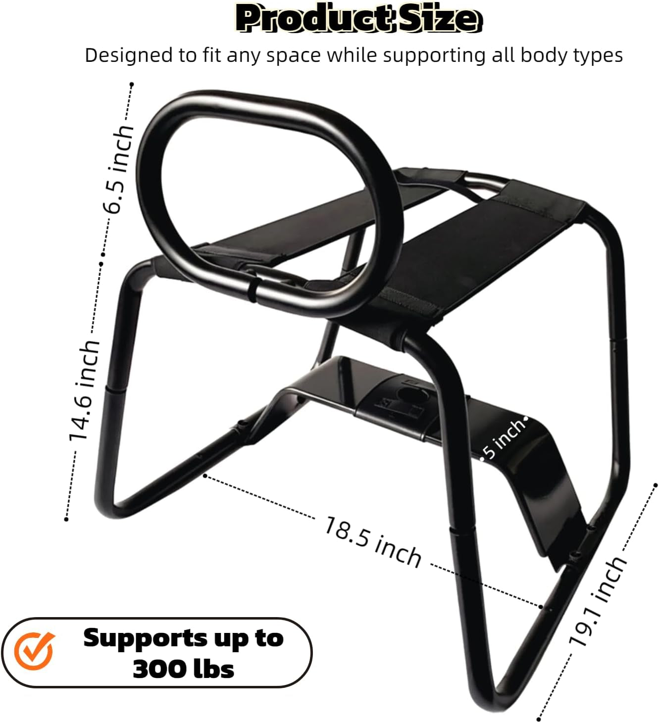MidnightVertex Black Sex Chair with Dildo Mount & Handrail