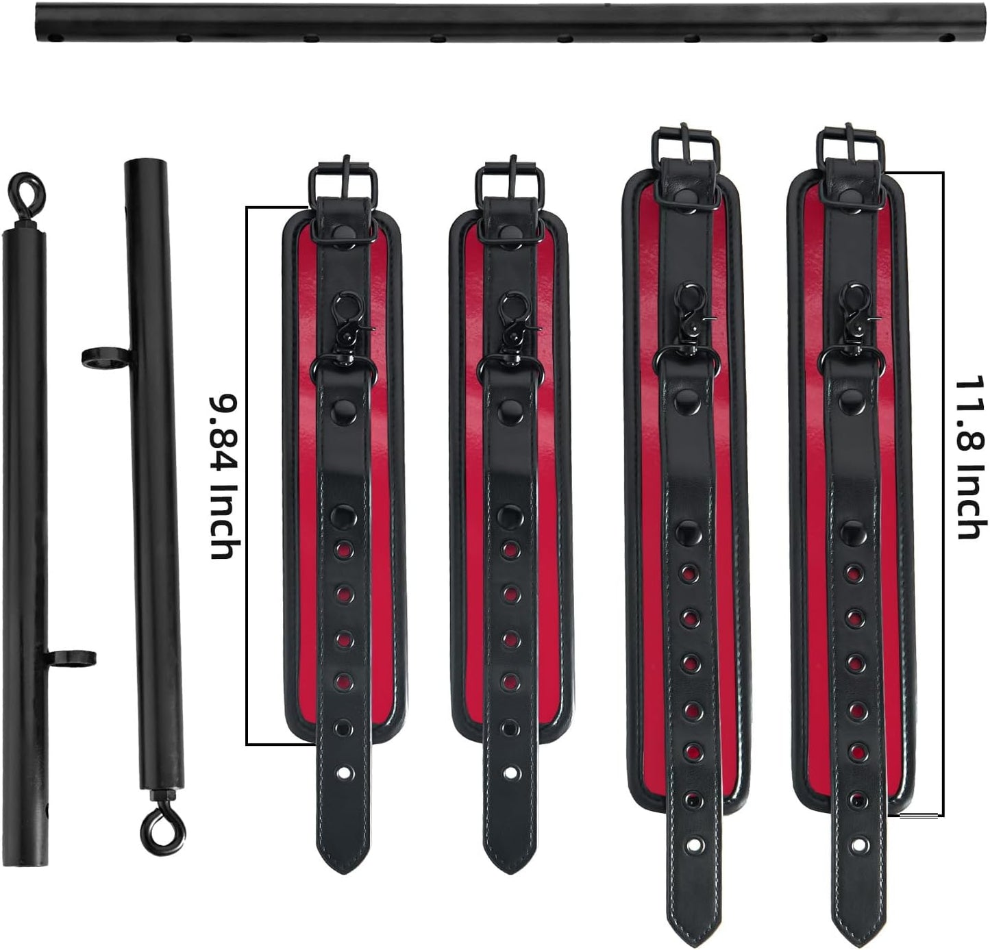 Spreader Bar Heavy Duty Stainless Steel Swiveling Bar with 4 Pcs PU Cushioned Home Gym Equipment Straps for Yoga, Pilates, Fitness Training and More. - SinfulX - 