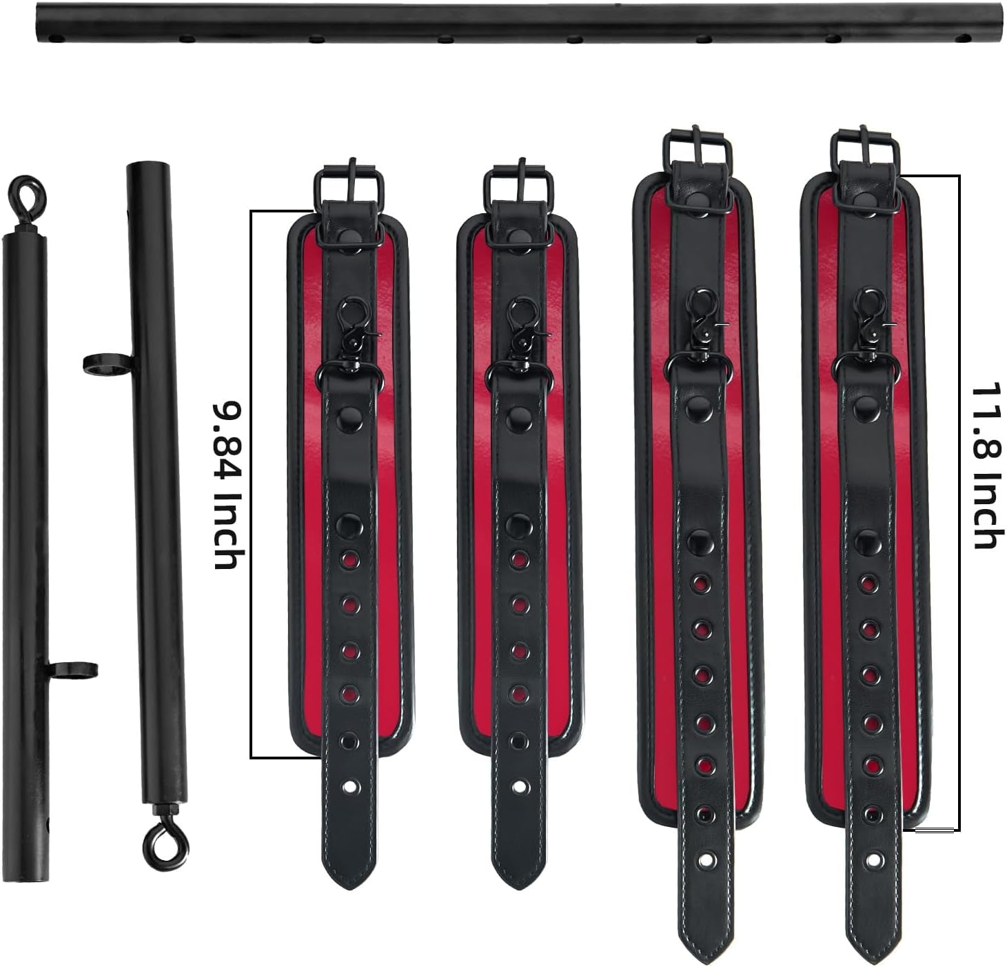 Spreader Bar Heavy Duty Stainless Steel Swiveling Bar with 4 Pcs PU Cushioned Home Gym Equipment Straps for Yoga, Pilates, Fitness Training and More. - SinfulX - 