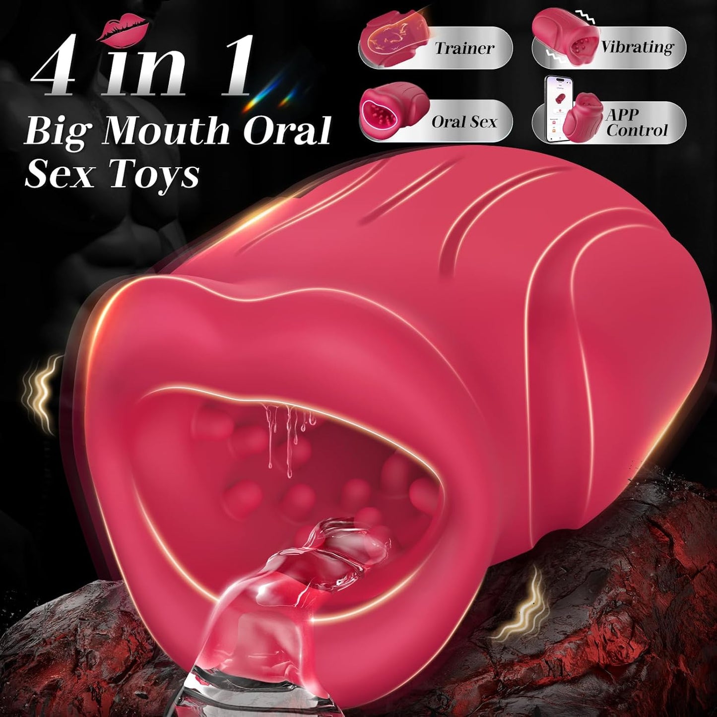 Male Sex Toys for Men - Male Masturbator Penis Vibrator with 10 Vibrating & APP, Mouth Blowjob Stroker Trainer Adult Sex Toys for Prolong Endurance, Pocket Pussy Mens Sex Toy Sex Machine - SinfulX - 