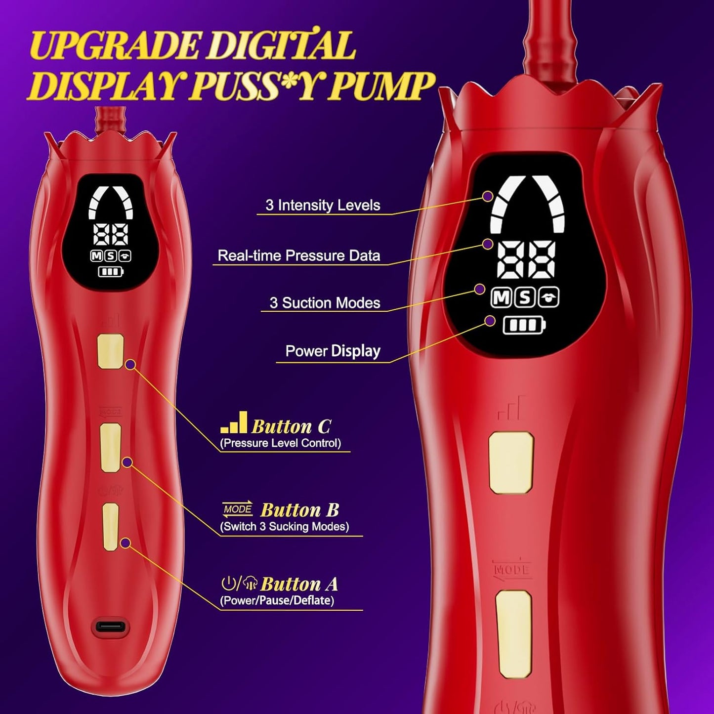VelvetAura Electric Rose Pussy Pump 3 Levels - SinfulX - Personal Care > Sexual Wellness > Pussy Pump