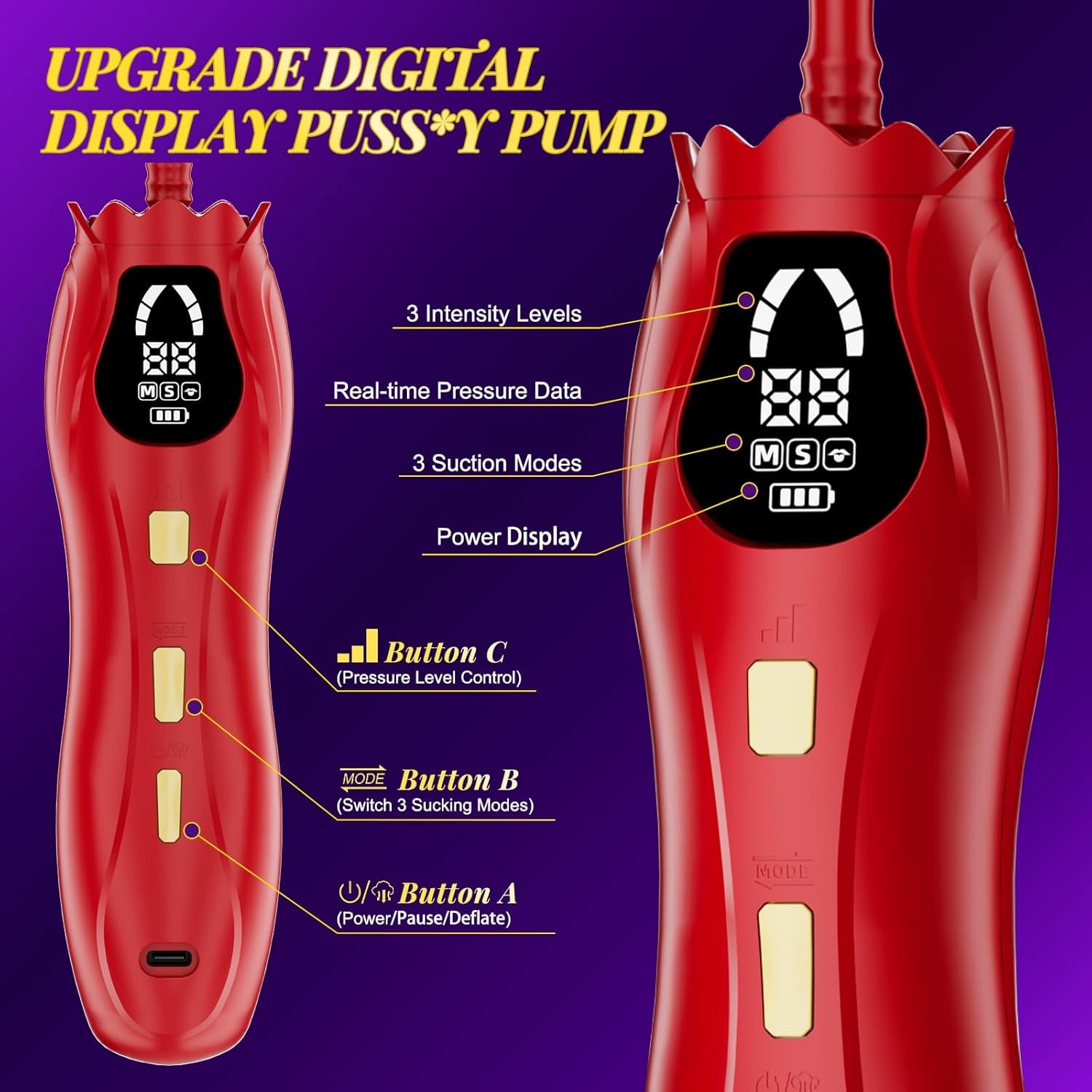VelvetAura Electric Rose Pussy Pump 3 Levels - SinfulX - Personal Care > Sexual Wellness > Pussy Pump