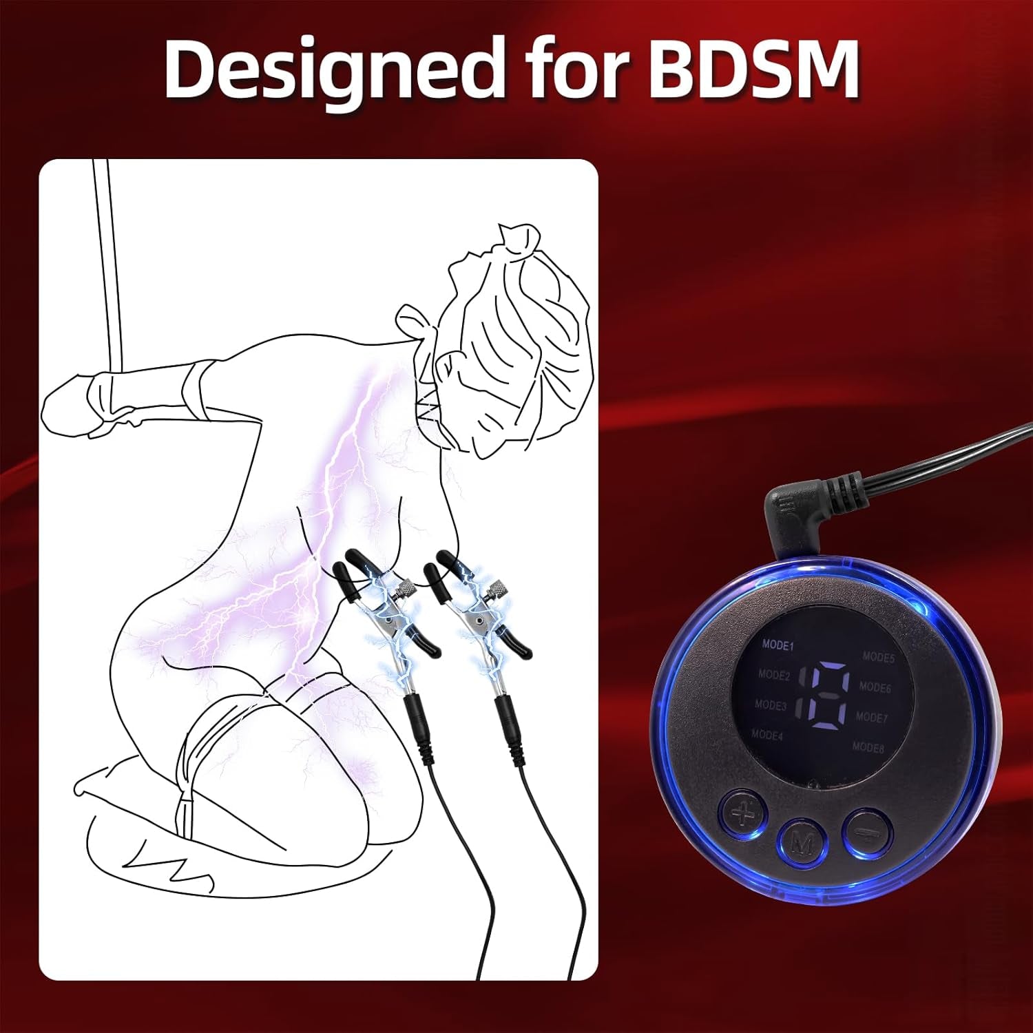 Electric Shock Nipple Clip Chain, BDSM Nipple Clamps,Nipple Clitoral Clamps Stimulator Adjustable Adult Sex Toy