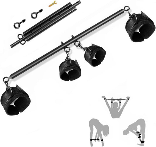 Spreader Bar Sex Toys BDSM Bondage Restraints with Handcuffs Ankle Cuffs for Couples Adults SM Games Adjustable 22 - 36 Inch - SinfulX - 