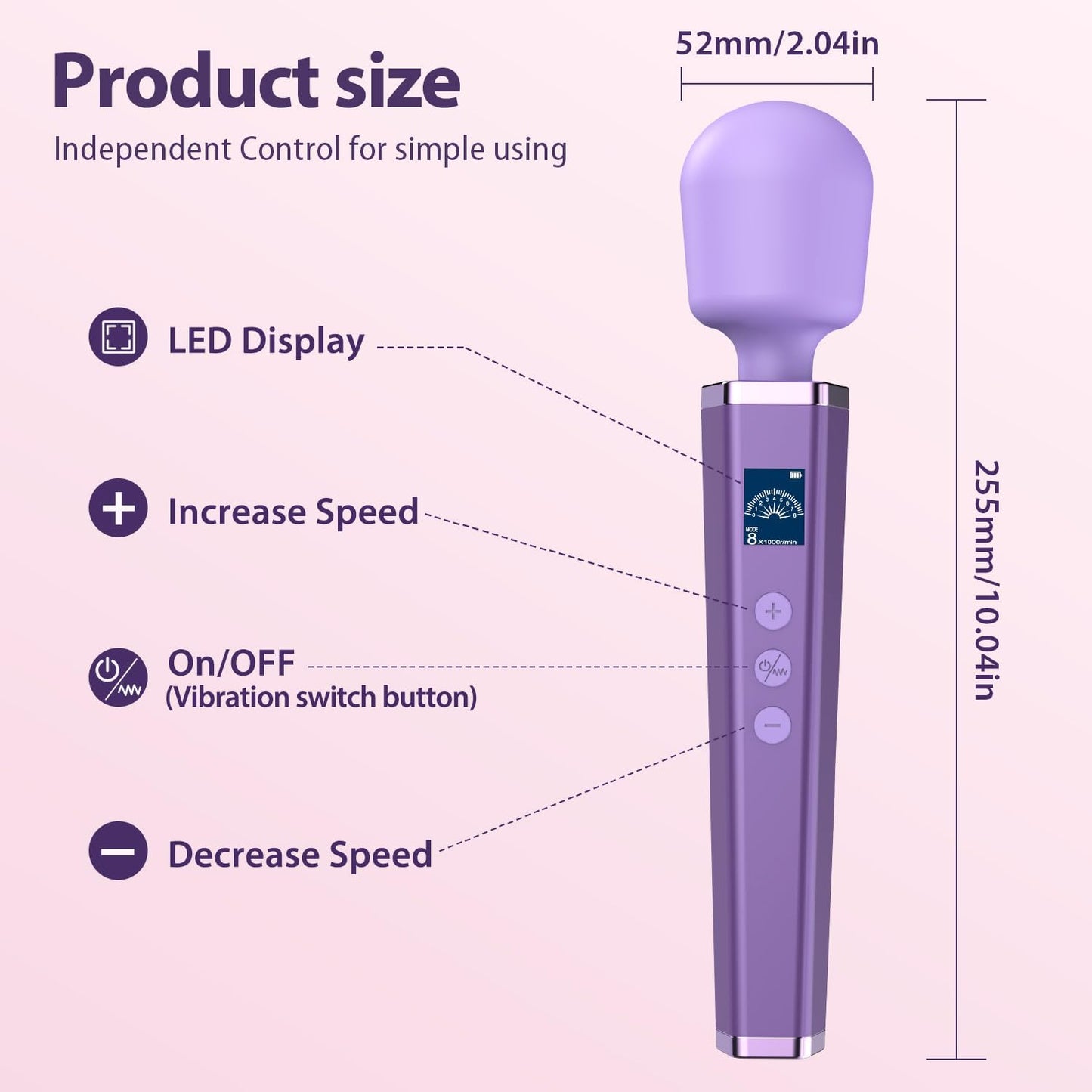 AuraStrike Wand Vibrator Waterproof 8 Modes Rechargeable - SinfulX - Personal Care > Sexual Wellness > Wand Vibrator