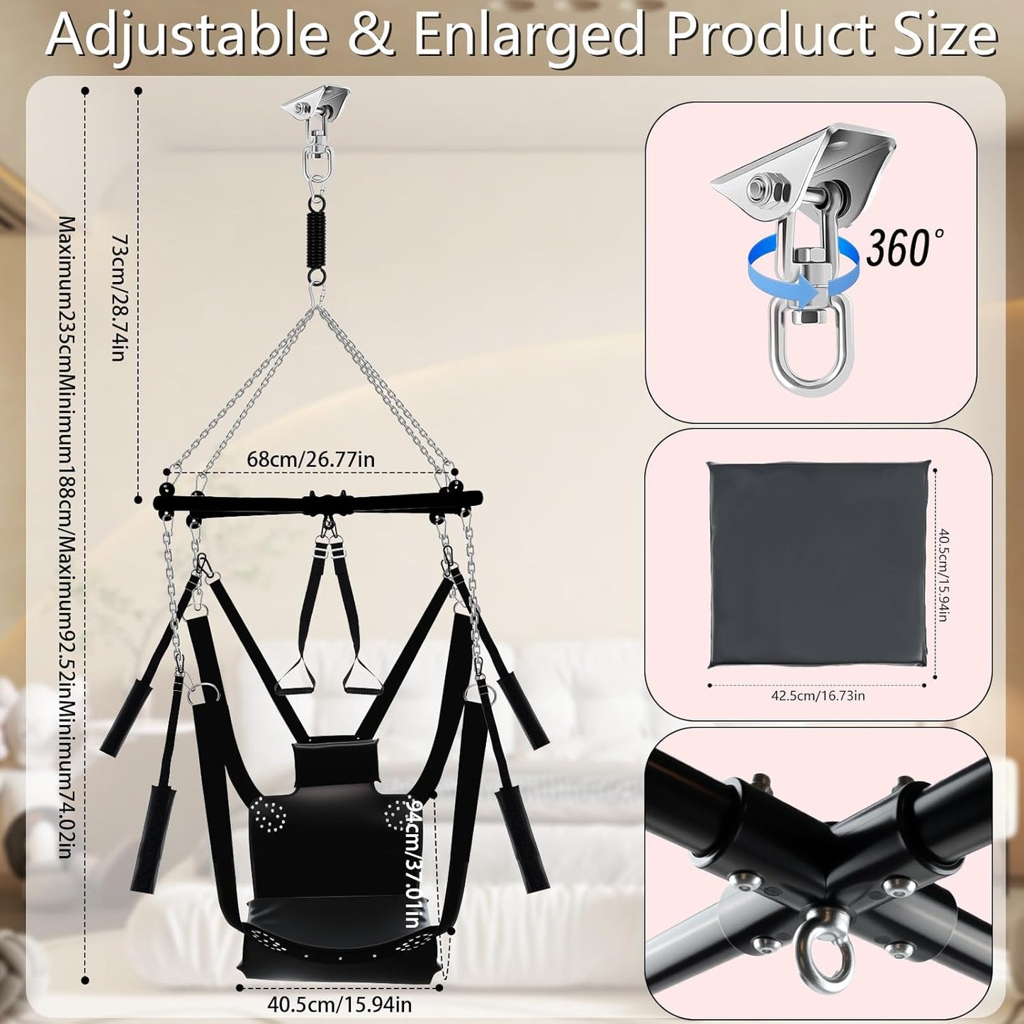 FloatEase Premium Heavy - Duty 360° Adjustable Sex Swing 800lb - SinfulX - 