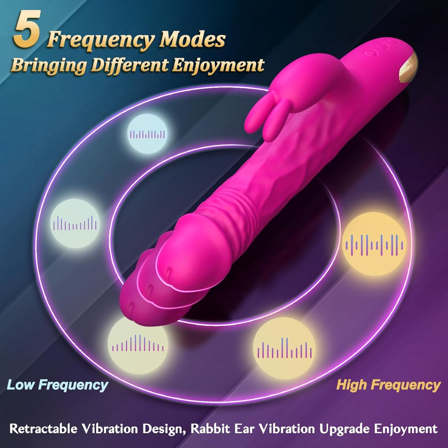 Sex Toys Thrusting Vibrator for Women, Adult Rabbit Thrusting G Spot Dildo with Vibrating Ears, Vibrators Silicone Realistic Vibradores, 3 in 1Vibrators with 5 Thrusting 10 Vibrations Modes (Pink)