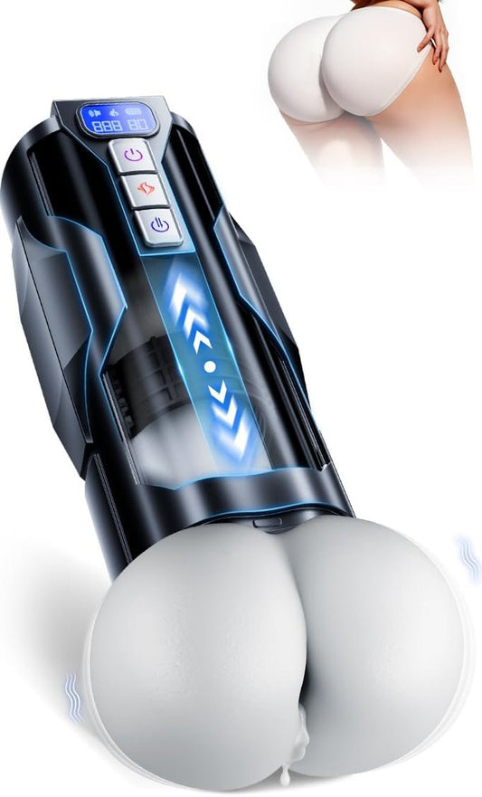 Male Masturbator Sex Toys for Men – Bootypop Automatic Male Sex Toys with Realistic Ass Vagina 360° Heating 10 Vibration & 7 Thrusting Modes for Stroker, Pocket Pussy LCD Display Adult Toys - SinfulX - 
