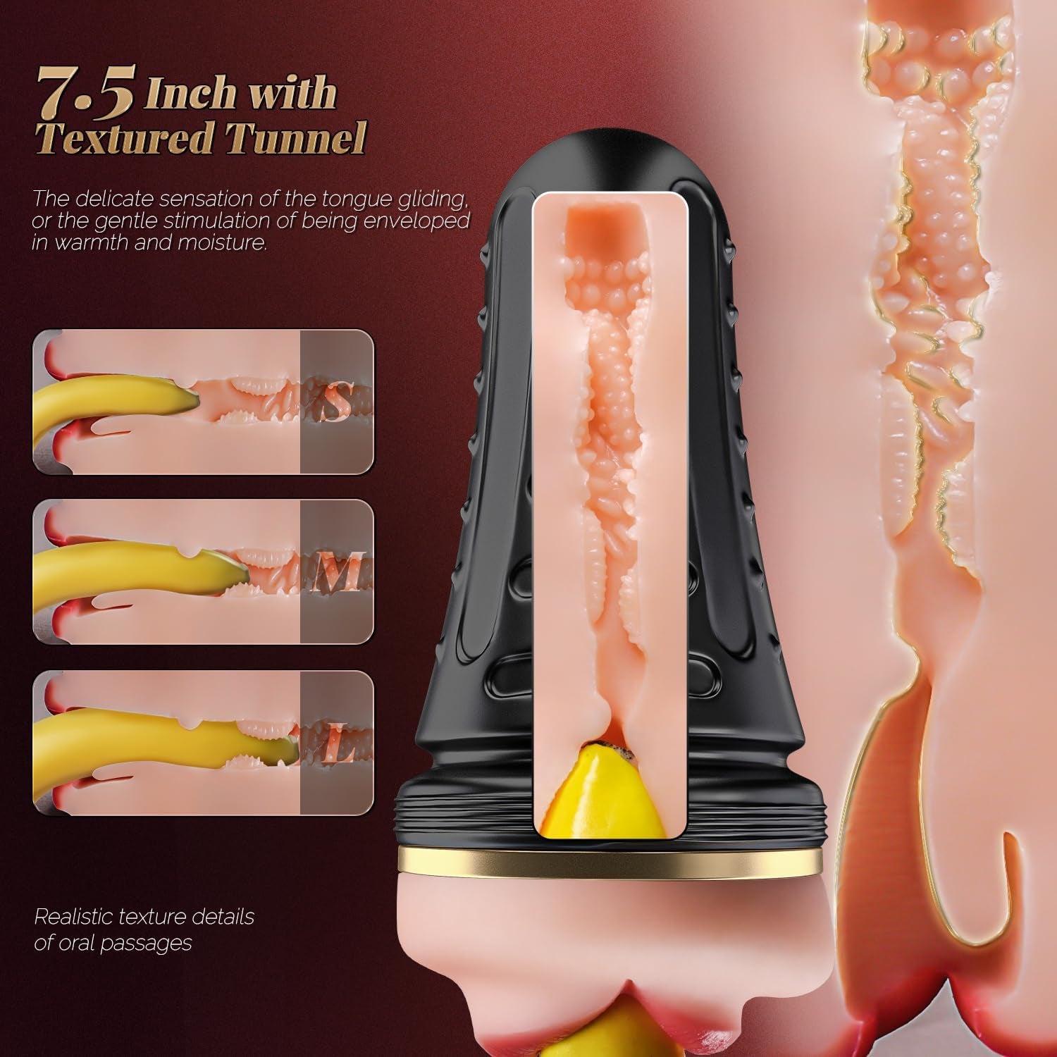 Male Masturbator Oral Sex Toys for Men, Realistic Pocket Pussy Deep Throat Oral Blow Textured with 7.5In Depth, Sexy Lips & Soft Tongue Fleshy Texture, Sex Machine Blowjob Toy for Men
