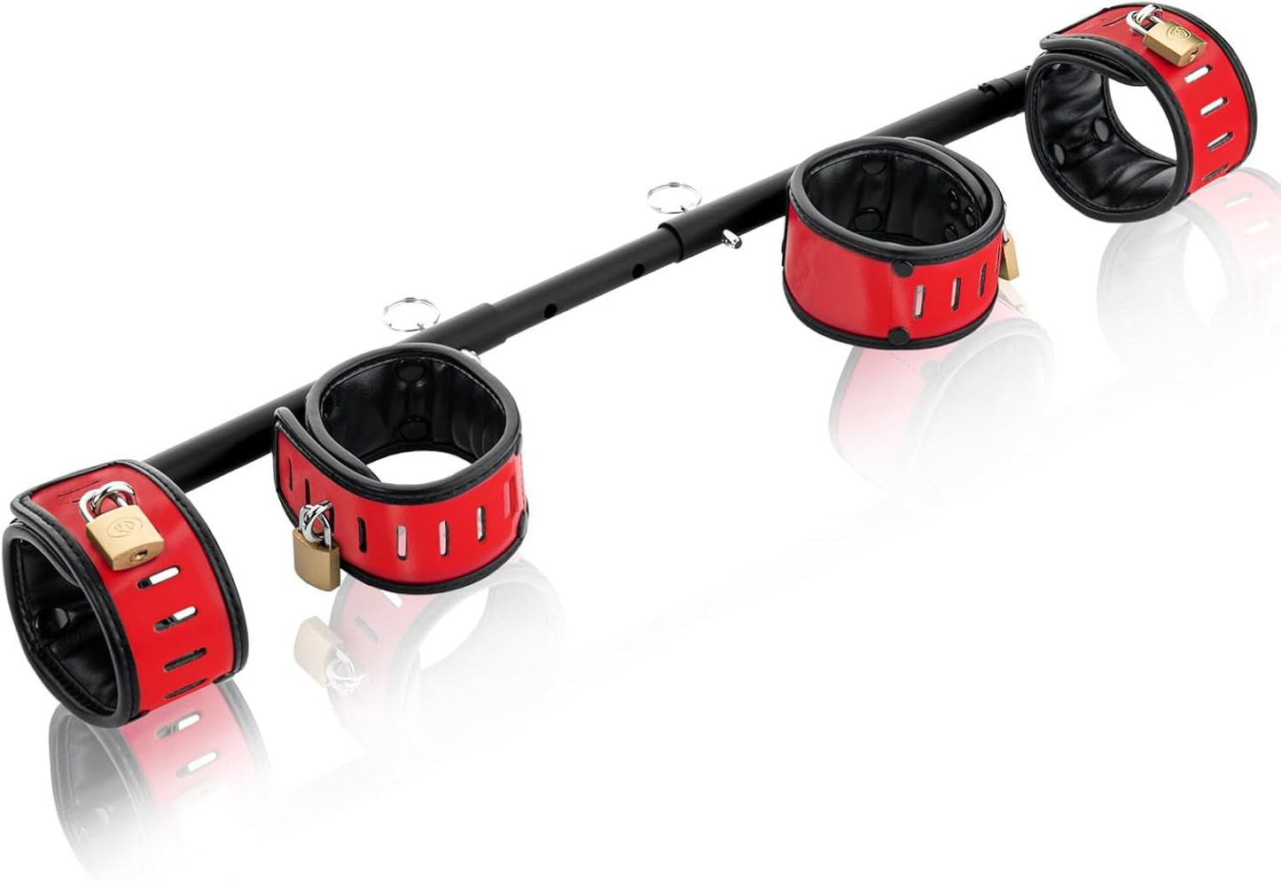 Spreader Bar Heavy Duty Swiveling Stainless Steel Bar Home Gym Equipment with 4 Furry PU Adjustable Cushioned Straps for Fitness Training, Pilates and Yoga Accessories Kit. - SinfulX - 