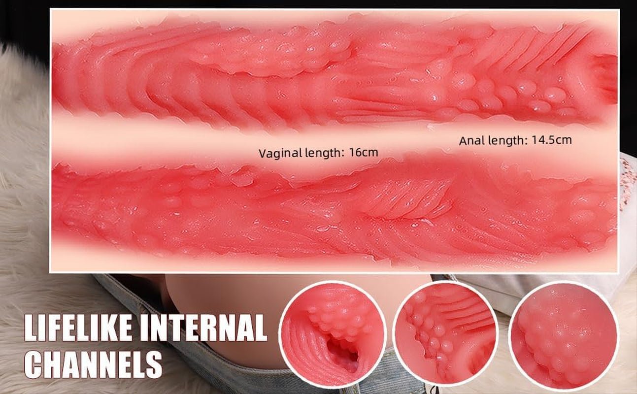 Sex Dolls Torso Male Masturbator with Boobs Vagina and Anal, 3 in 1 Love Doll Pocket Pussy with Built - In Spine 44Cm Pussy Ass Male Sex Toy for Men Masturbation Brown - SinfulX - 