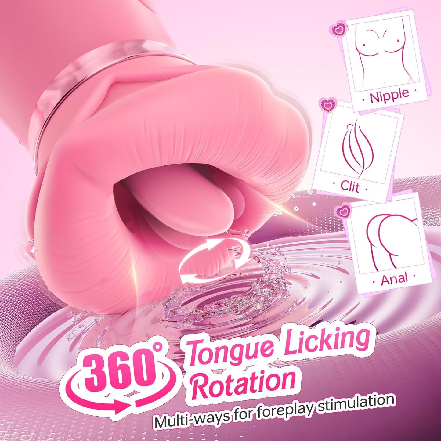 Vibrator Adult Sex Toys for Women - 5IN1 Mouth Sucking Vibrator Rose Sex Toy, 10 Tongue Licking, 3 Auto & 1 Manual Sucking Adult Toys New APP, Anal Clit Nipple Vibrators Female Couples Sex Toys - SinfulX - 