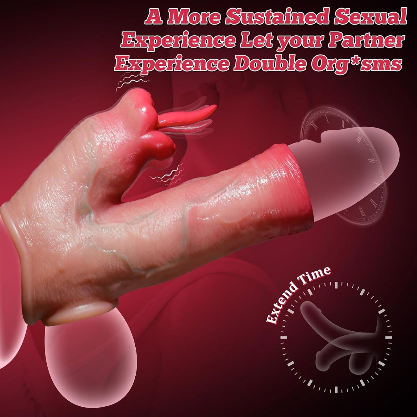 Penis Sleeve Vibrator Cock Ring - Penis Extender Cock Sleeve Delay Ejaculation with Clitoral Stimulator, Remote Control Penis Enlarger Elastic Penis Ring with 10 Vibrating Mode, Male Sex Toys for Men - SinfulX - 
