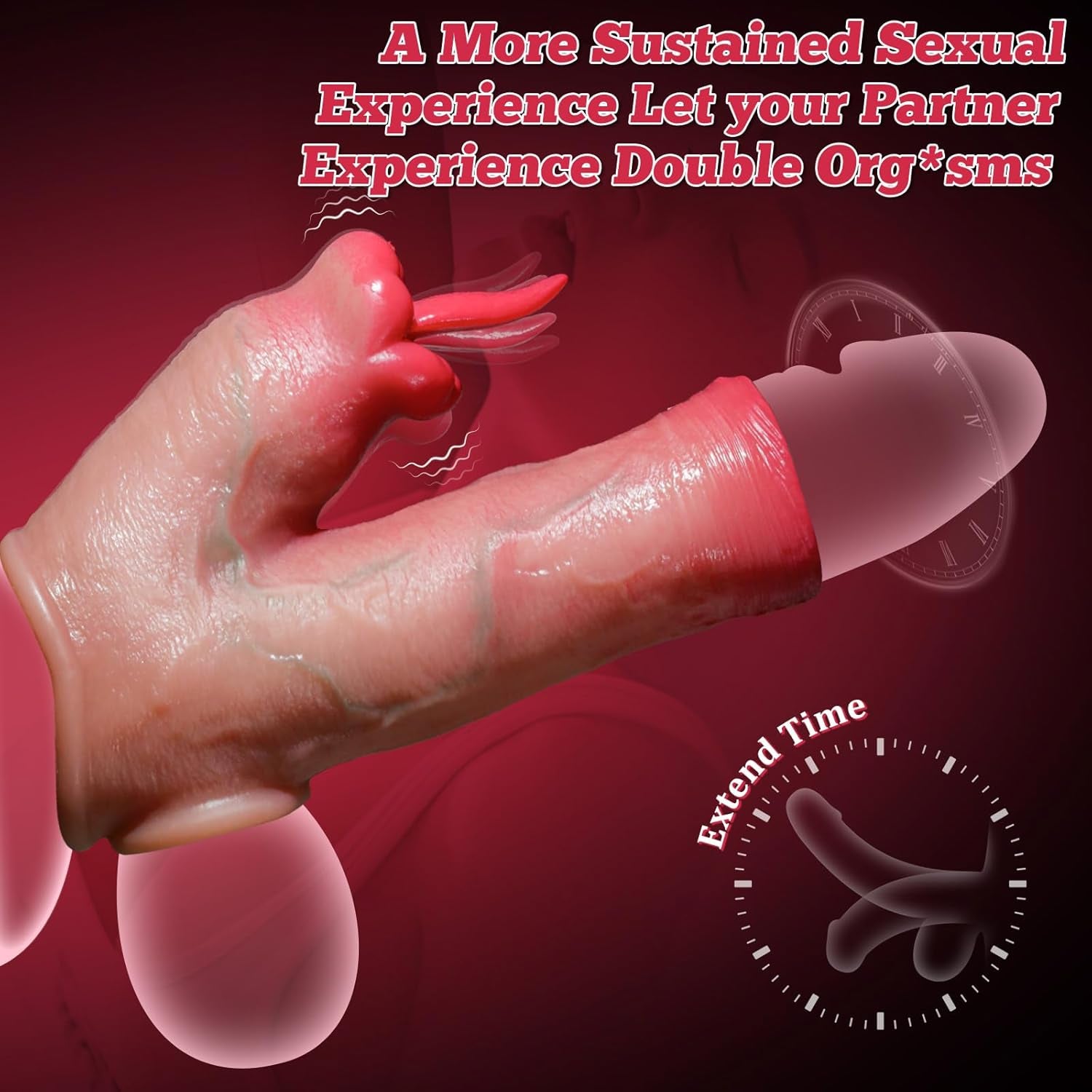 Penis Sleeve Vibrator Cock Ring - Penis Extender Cock Sleeve Delay Ejaculation with Clitoral Stimulator, Remote Control Penis Enlarger Elastic Penis Ring with 10 Vibrating Mode, Male Sex Toys for Men - SinfulX - 