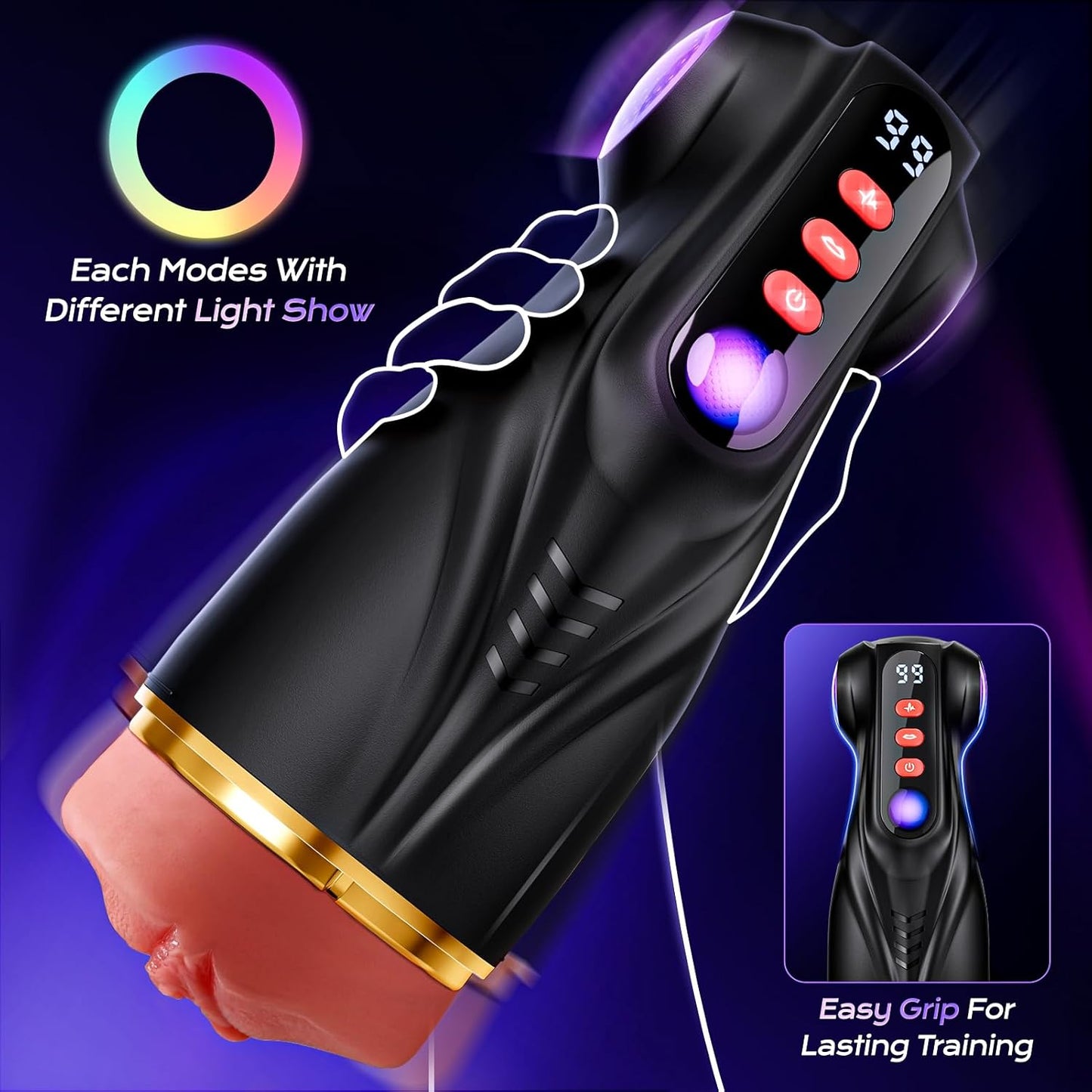 Mens Sex Toy Adult Toys - 3 Sleeves Sets AI Sync APP Male Masturbator Sex Toys for Men with 9 Sucking & 9 Vibrating, Pocket Pussy Penis Pump, Colorful Lighting Stroker Erotic Massage Kits - SinfulX - 