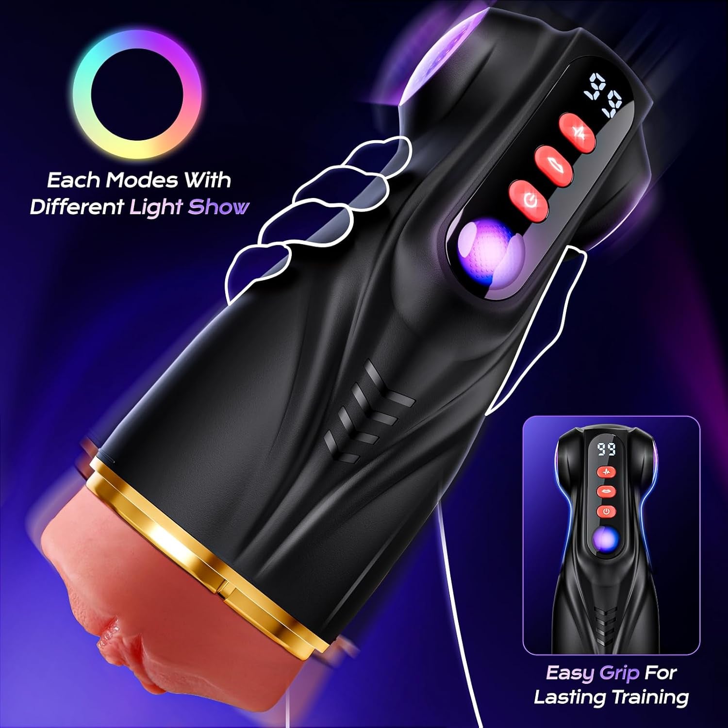 Mens Sex Toy Adult Toys - 3 Sleeves Sets AI Sync APP Male Masturbator Sex Toys for Men with 9 Sucking & 9 Vibrating, Pocket Pussy Penis Pump, Colorful Lighting Stroker Erotic Massage Kits - SinfulX - 