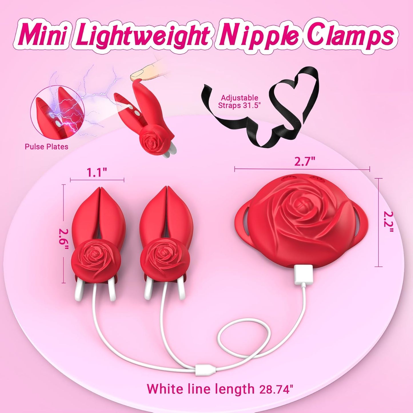 Sex Toys Nipple Clamps Toys -  Valentines Day Gifts Vibrating Nipple Vibrator with 10 Modes, Electric Shock Nipple Toy for Women Rose Toy, Couples Adult Toys Female Nipple Vibrators BDSM Toys