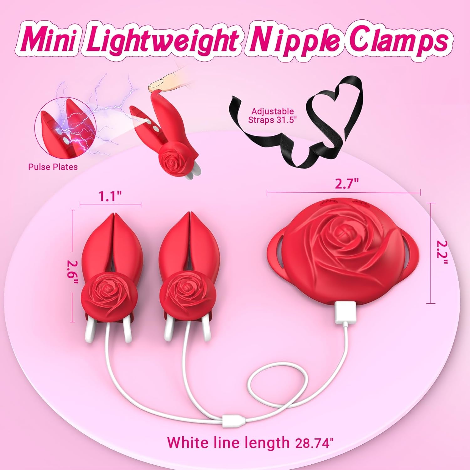Sex Toys Nipple Clamps Toys -  Valentines Day Gifts Vibrating Nipple Vibrator with 10 Modes, Electric Shock Nipple Toy for Women Rose Toy, Couples Adult Toys Female Nipple Vibrators BDSM Toys