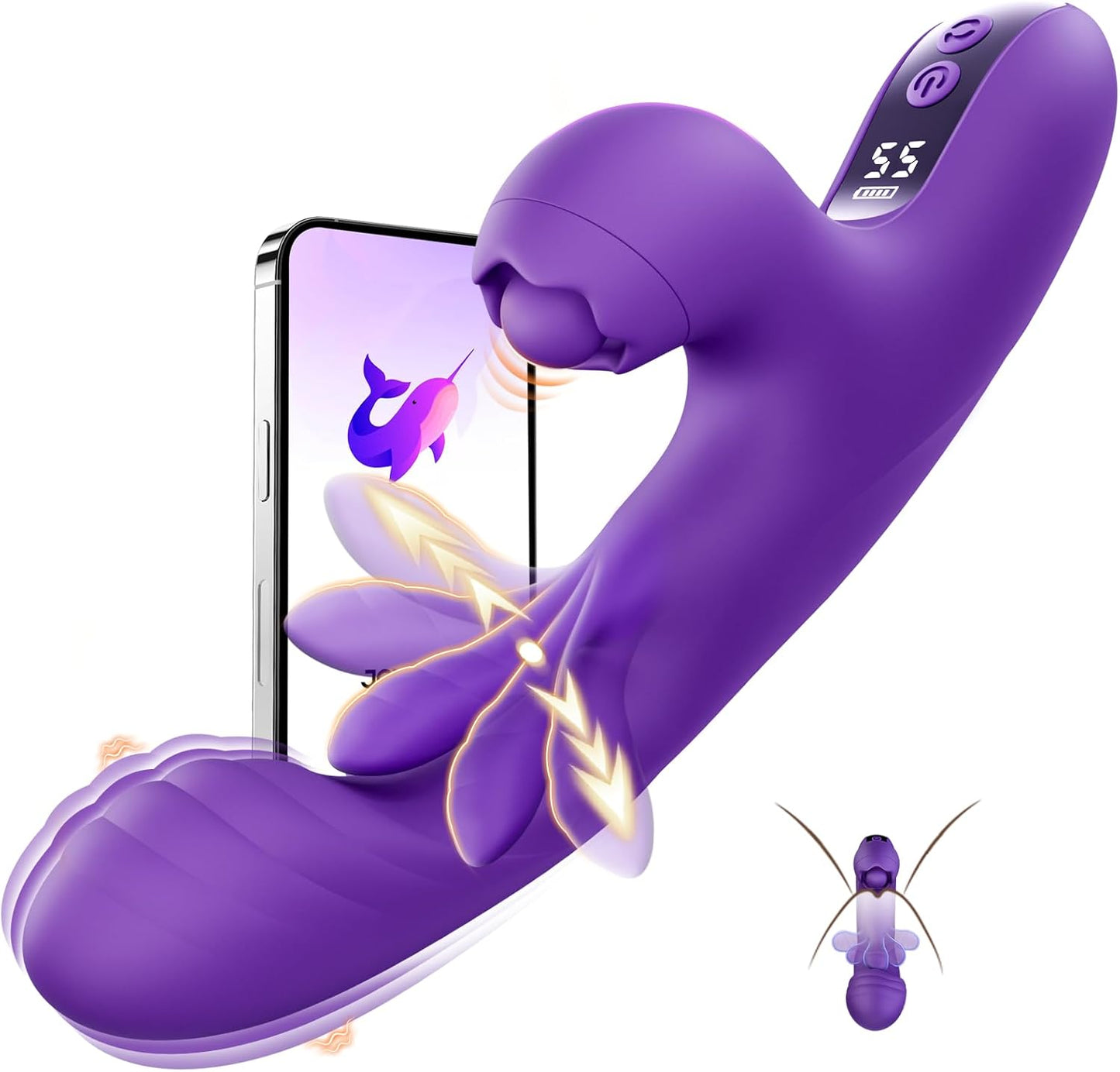 3 in 1 Rabbit Vibrator for Women - 5 Flapping & Tapping Modes G Spot Stimulator with LCD Display