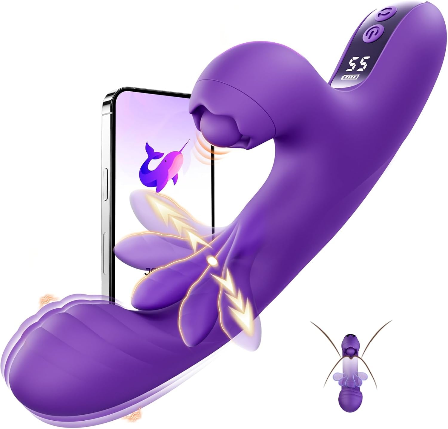 3 in 1 Rabbit Vibrator for Women - 5 Flapping & Tapping Modes G Spot Stimulator with LCD Display