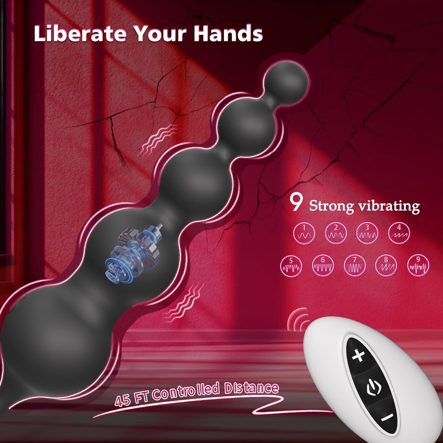 Anal Beads Couples Male Adult Sex Toys - Vibrating Anal Butt Plug with Cock Ring, Strap on Anal Dildo, Remote Control APP Prostate Massager Penis Ring Vibrator with 9 Vibrations,  Sex Toy for Men