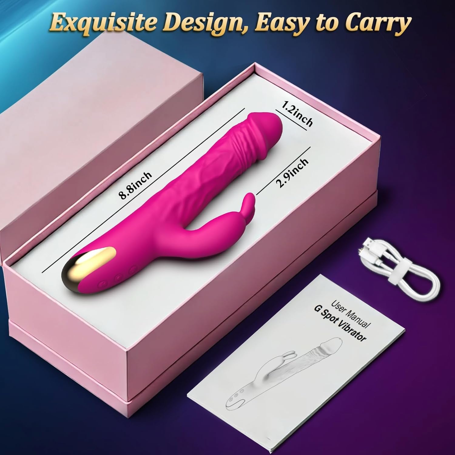 Sex Toys Thrusting Vibrator for Women, Adult Rabbit Thrusting G Spot Dildo with Vibrating Ears, Vibrators Silicone Realistic Vibradores, 3 in 1Vibrators with 5 Thrusting 10 Vibrations Modes (Pink)