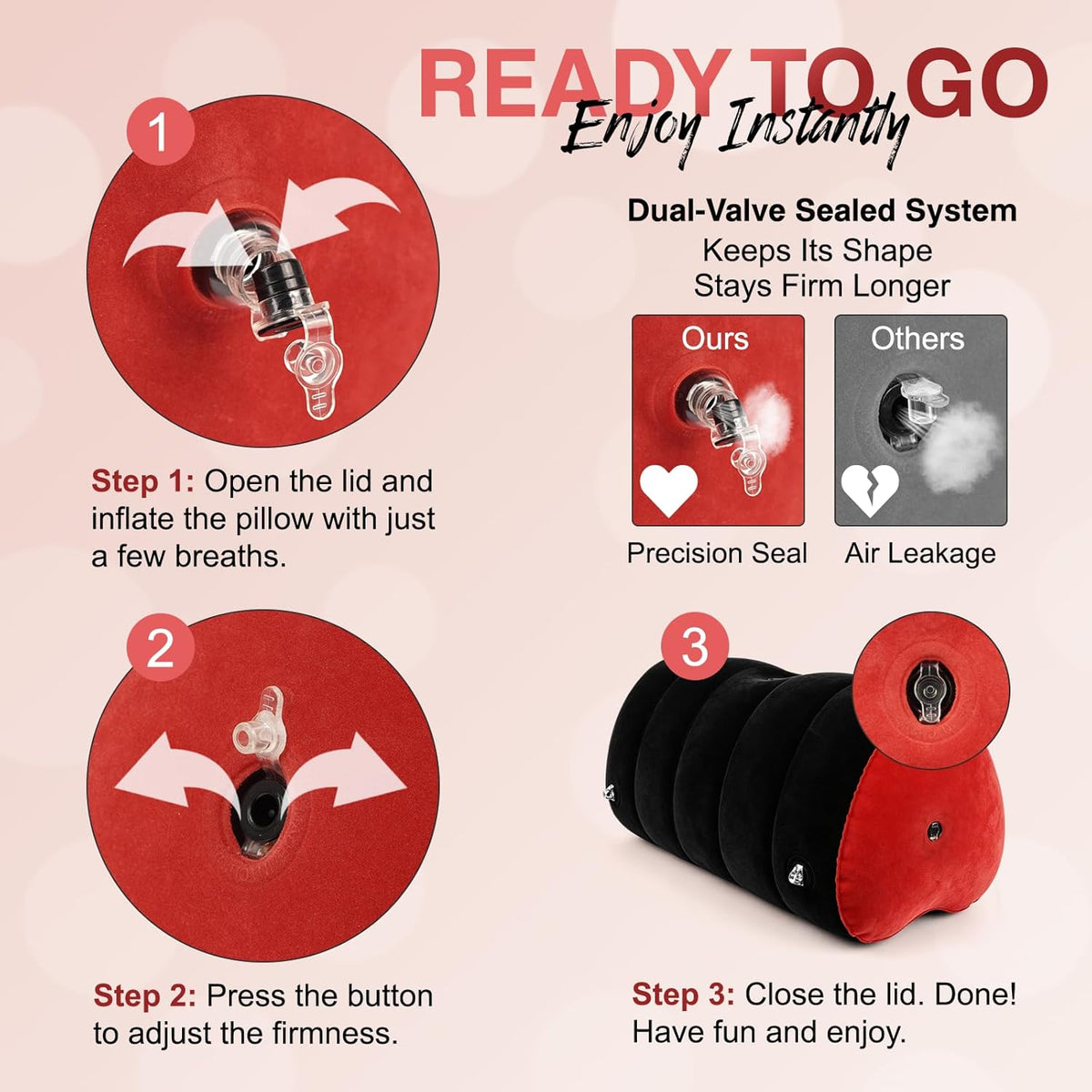 HeartBound Inflatable Sex Position Pillow BDSM Kit - SinfulX -