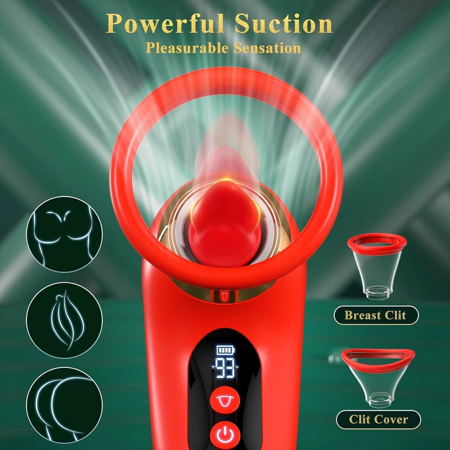 Vibrator Sex Toys for Women - 5IN1 AI APP Rose Toy Adult Toys Sucking Vibrator, 3 Sucking, 9 Tongue Licking & Vibrating Sex Toy, 2 Removable Cup LCD Display Clitoral Vibrators Sex Novelties - SinfulX - 