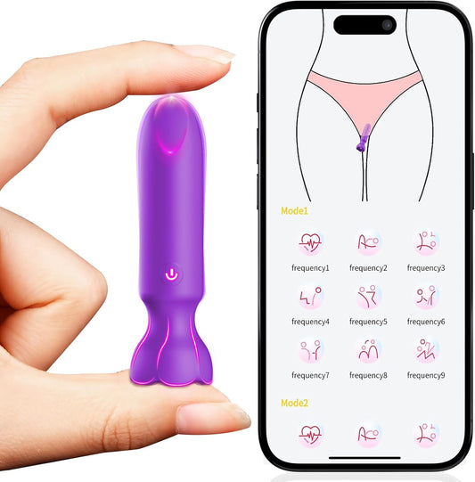 Mini Bullet Vibrator Adult Toys - Vibrators App Controlled Female Sex Toys with 9 Vibration Modes, Lipstick G Spot Dildo Clitoral Vibrator, Long Distance Discreet Vibrator for Women & Couples (Purple)