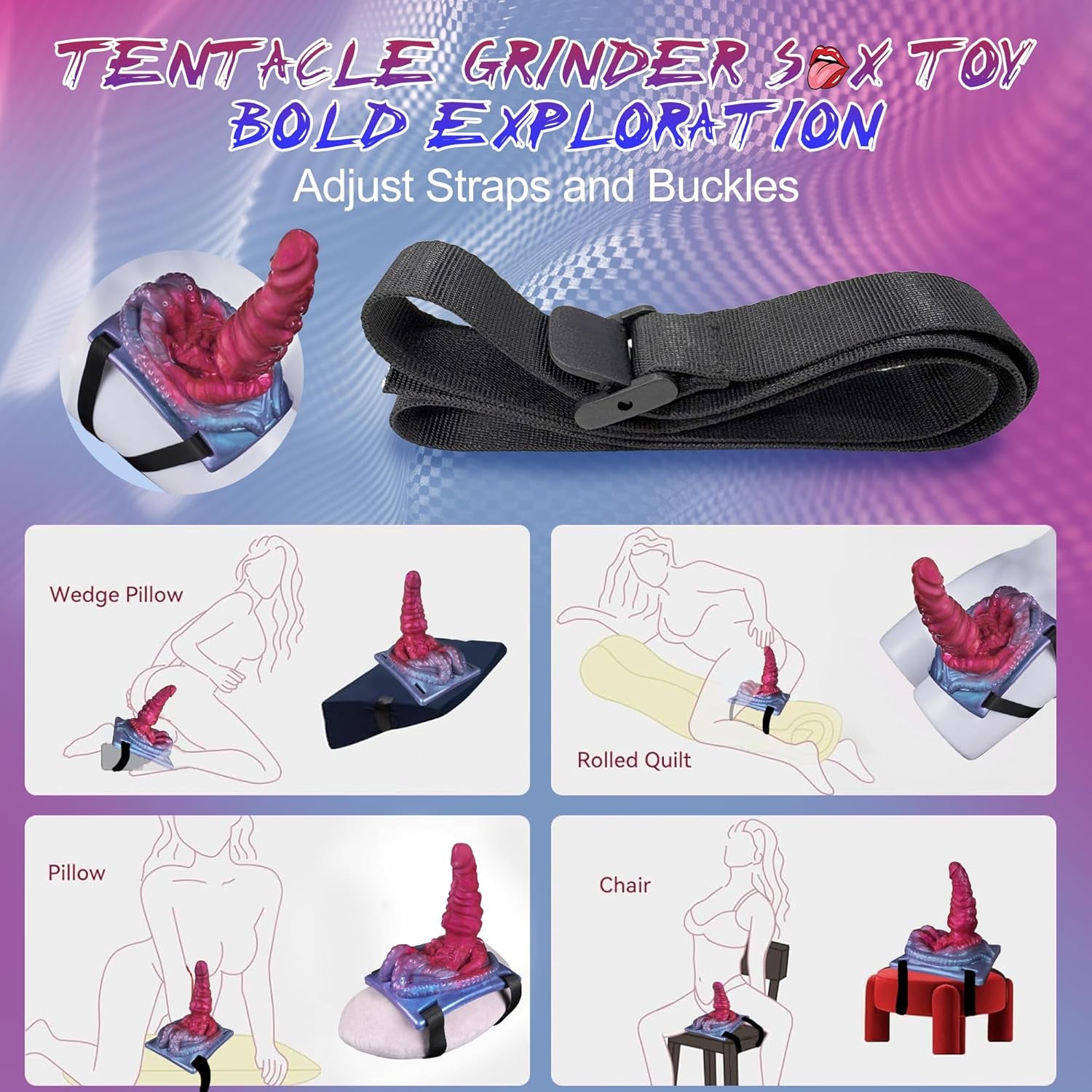 Monster Fantasy Dildo Riding Grinder Sex Toy, Vibrating Tentacle Alien Dildo Sit and Ride Vibrator with 10 Vibrations, G Spot Clitoral Vibrator Remote Silicone Strap on Adult Sex Toy for Women Men - SinfulX - 