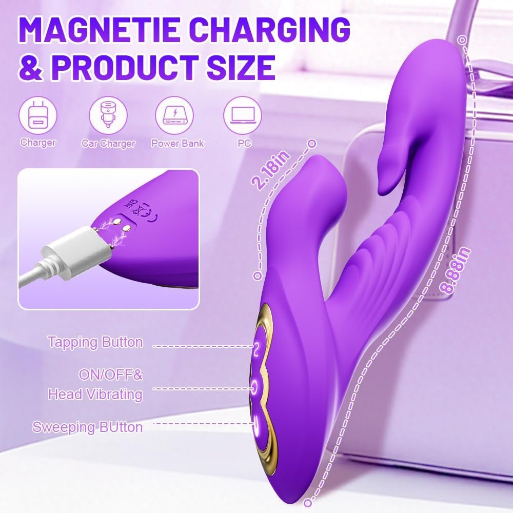 G Spot Tongue Vibrator,Rabbit Sex Toys for Licking Clitoris Stimulation with 10 Tongue Licking & Flapping Vibrating Mode, Rechargeable Waterproof Thrusting Dildo Adult Sex Toys for Women Couple Fun - SinfulX - 